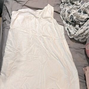 Off the shoulder white linen blend short (to the knee) dress. 3x a new day